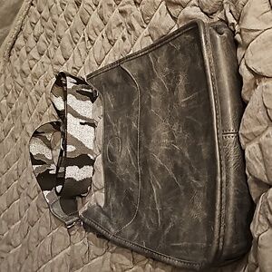 PURSE- DENIM BLUE/GRAY:  Roomy  purse with adorable thick "camo" shoulder strap